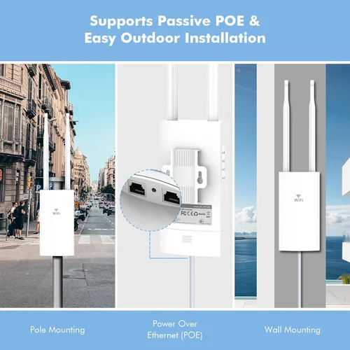 Miniatura 3 de AC1200 Extensor WiFi para exteriores, punto de acceso Gigabit resistente a la intemperie IP66 con antenas de largo alcance de 2 x 5 dBi, repetidor