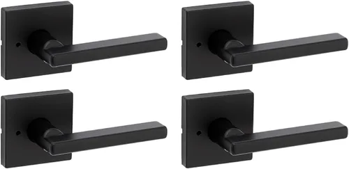 Miniatura 15 de Kwikset Halifax Manija interior de puerta de privacidad con cerradura, manija de puerta para baño y dormitorio, cerradura de botón de presión sin