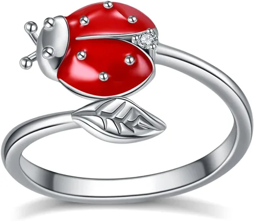 WINNICACA Anillos de plata de ley 925 para mujer, abeja, colibrí, mariposa, mariquita, libélula y búho, anillos abiertos para cumpleaños de