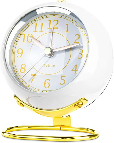 Miniatura 10 de Tetino Relojes despertadores analógicos, retroiluminación retro, bonito diseño simple, pequeño reloj de escritorio con luz nocturna, silencioso sin