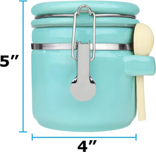 Miniatura 3 de Blue Donuts tarro de cerámica hermético de 25 Oz, recipiente de almacenamiento de alimentos, bote de cocina, tarro de harina de 739 ML con tapa