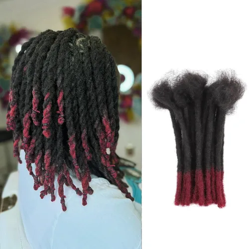Miniatura 24 de Viovian Extensiones de rastas de 0.23 pulgadas de cabello humano de 6 pulgadas, 20 hebras ombré, extensiones de cabello humano para hombres, 1b/27