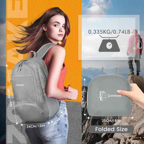 Miniatura 2 de ZOMAKE Mochila plegable ligera de 30 litros, mochilas de senderismo plegables resistentes al agua, mochila plegable compacta para viajes