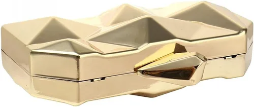 Miniatura 8 de Bolso de noche de metal con patrón geométrico de celosía para mujer, para boda, novia, graduación, bolso cruzado con cadena