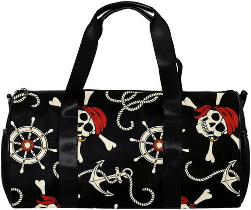 Miniatura 3 de Bolsa de gimnasio pequeña bolsa de deporte para yoga, calavera de timón de ancla, bolsa de fitness al aire libre, Color 4039