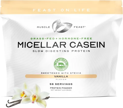 Miniatura 7 de Muscle Feast Proteína de caseína micelar alimentada con pasto, sin hormonas, proteína de caseína de digestión lenta - Apoya la recuperación muscular