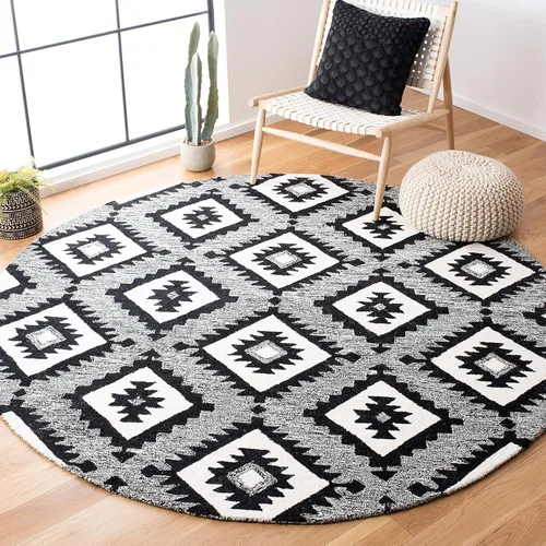 Miniatura 10 de SAFAVIEH Aspen Collection - Alfombra decorativa de 2 x 3 pies, carbón y negro, lana hecha a mano, ideal para zonas de alto tráfico en entrada, sala