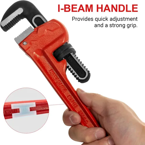 Miniatura 3 de MAXPOWER Llave de tubo recto de 12 pulgadas, llave de fontanero ajustable resistente, herramienta de plomería de acero tratado térmicamente