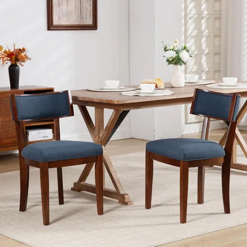 Miniatura 10 de LZAREAL Juego de 2 sillas de comedor modernas de mediados de siglo, sillas de comedor de granja con respaldo curvo, sillas de comedor con patas