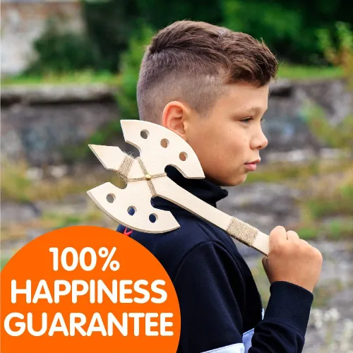 Miniatura 5 de & Games - Hachas de madera para niños, paquete de 3 hachas de juego hechas a mano, juguetes de juego al aire libre para niños de 8 años en adelante