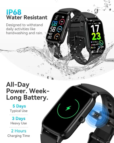 Miniatura 7 de Rastreador de actividad física para mujeres y hombres, reloj inteligente compatible con iPhone Android, contador de pasos impermeable IP68 con más