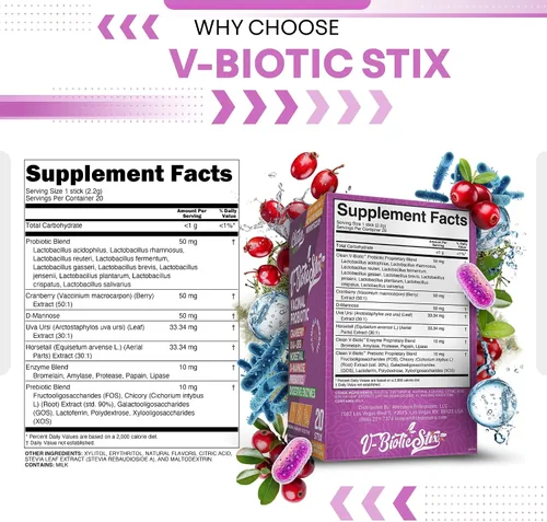 Miniatura 4 de Clean Nutraceuticals Probióticos vaginales para mujeres con extracto de arándano, D-manosa, prebióticos, equilibrio de pH para mujeres, salud