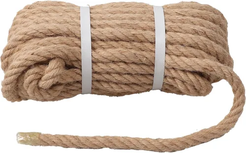 Cuerda de yute de 1/2 pulgadas y 50 pies, material natural, cuerda de yute resistente trenzada para manualidades en interiores y exteriores,