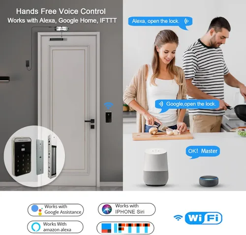 Miniatura 3 de Control de acceso WiFi de 2.4 GHz, fuerza de retención de 400 libras, kit de sistema de bloqueo magnético eléctrico de puerta con control remoto
