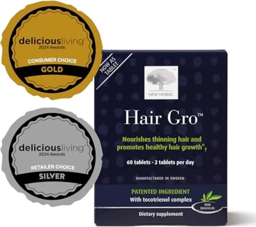 Miniatura 2 de NEW NORDIC Hair GRO, Suplemento para el crecimiento del cabello, biotina y extracto de fruta de palma, tocotrienoles para un nuevo crecimiento