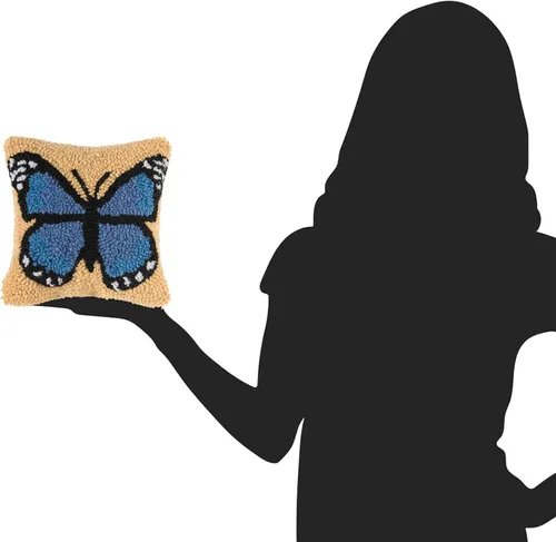 Miniatura 5 de C&F Home Almohada pequeña pequeña con gancho de mariposa azul amarilla de 8 x 8 pulgadas, versátil primavera, verano, mariposas monarca