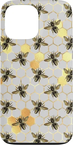 Miniatura 23 de iPhone 12 Pro Max Bumble Bee - Honeycomb Apicultor amarillo Abeja patrón caso