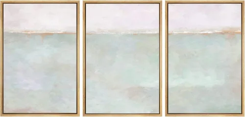 Miniatura 127 de SIGNWIN Lienzo enmarcado para pared, juego de arte abstracto de serenidad costera, ilustraciones abstractas junto al mar, arte moderno, decorativo