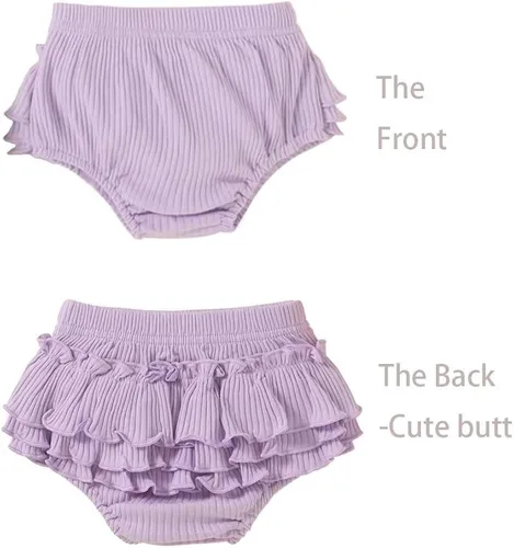 Miniatura 3 de Conjunto de 3 piezas de algodón de punto acanalado con volantes, camisola de verano con diadema, color liso