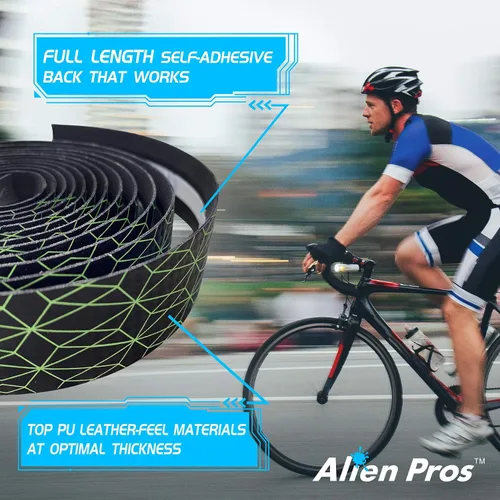 Miniatura 3 de ALIEN PROS Cinta para manillar de bicicleta de poliuretano (juego de 2) negro, rojo, blanco, rosa, azul, mejora el agarre de tu bicicleta con estas