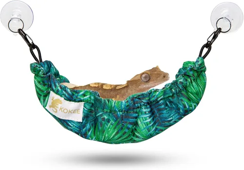 Accesorios para tanque de Gecko con cresta, hamaca de reptil y hamaca de lagarto (100% poliéster, 7.5 x 2 pulgadas, una ventosa) Accesorios para