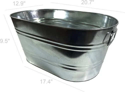 Miniatura 2 de FixtureDisplays® Cubo galvanizado del refrigerador del partido de la bebida de la cerveza de la bebida del cubo de hielo del metal 15358