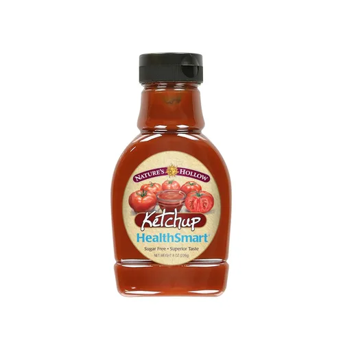 Nature's Hollow HealthSmart Ketchup sin azúcar: sin azúcar añadido, baja en calorías, keto, sin gluten, baja en sodio, botella endulzada con