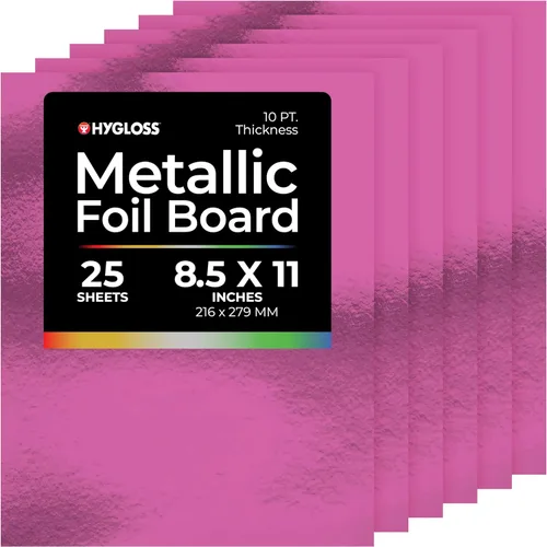 Miniatura 10 de Hygloss Hojas de cartulina metálica, 100 hojas de oro mate, 8.5 x 11 pulgadas, resistentes, 10 puntos, papel de cartón metálico para manualidades