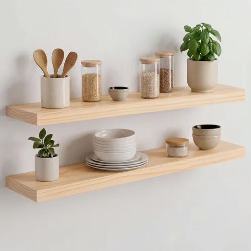 Miniatura 20 de Homeforia Estante flotante blanco de 48 pulgadas, estantes flotantes de madera maciza de alta gama de 48 pulgadas de largo para montaje en pared