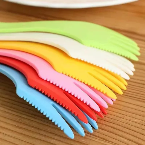 Miniatura 5 de Paquete de 10 tenedores de camping, 3 en 1, cuchara de viaje, tenedor de cuchara de viaje, 7 pulgadas, espátulas de plástico duradero ecológico