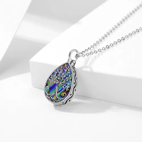 Miniatura 61 de Collar con colgante de urna de cenizas de cremación y árbol de la vida para mujer, plata de ley US1