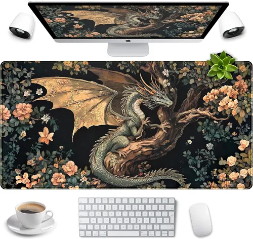 Miniatura 9 de Alfombrilla de escritorio Anime Kawaii Mousepad Linda Japonesa Alfombrilla de mouse grande para juegos XXL, Alfombrilla de teclado de laptop Azul