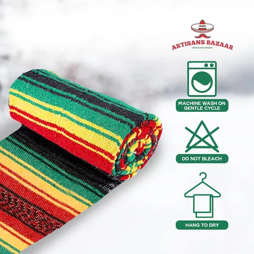 Miniatura 20 de Artisans Bazaar Poncho tradicional mexicano de Baja para hombres y mujeres, auténtico sarape de Gaban, manta de vaquero Pancho Jorongo