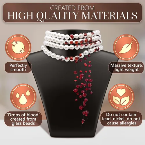 Miniatura 3 de V TOWER Collar de perlas blancas para mujer, collar de perlas falsas, accesorios estéticos góticos para mujer, collar de bisutería, collar