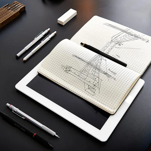 Miniatura 5 de Lápiz mecánico retráctil rOtring 800, 0.02 pulgadas, barril negro, Negro Barril