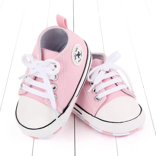 Miniatura 3 de Sekantrol Zapatos unisex para bebés, niñas y niños, suela suave, lona para recién nacidos, primeros pasos, zapatillas altas antideslizantes