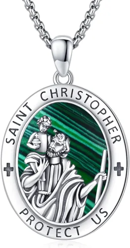 Miniatura 133 de Collar con colgante de plata de ley 925 con medalla de San Patrón, joyería religiosa para hombres y mujeres, con cadena de acero inoxidable 316L