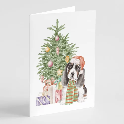 Miniatura 9 de Caroline's Treasures CK8213GCA7P Bulldog, Bulldog Inglés #2 - Tarjetas de felicitación y sobres de árbol de Navidad, paquete de 8 tarjetas en blanco