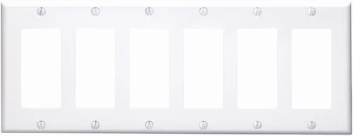 Leviton 80436-W - Placa decorativa GFCI para pared, tamaño estándar, con 6 ventanas, termoestable, montaje para dispositivo, color blanco