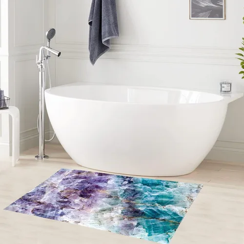 Miniatura 12 de LB Alfombra de baño de mármol negro y dorado, con cita divertida, antideslizante, diseño geométrico abstracto, tapete de espuma viscoelástica, súper