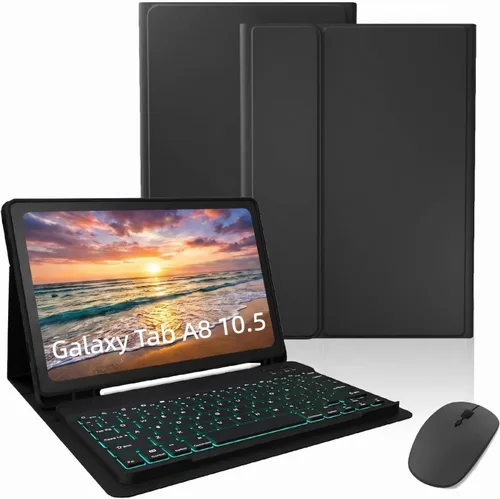 Funda de teclado para Samsung Galaxy Tab A8 de 10.5 pulgadas 2022 (SM-X200, SM-X205), funda para Galaxy Tab A8 con retroiluminación de 7 colores,