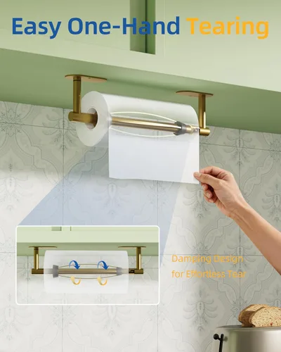 Miniatura 2 de Toallero de papel con efecto de amortiguación (oro cepillado)