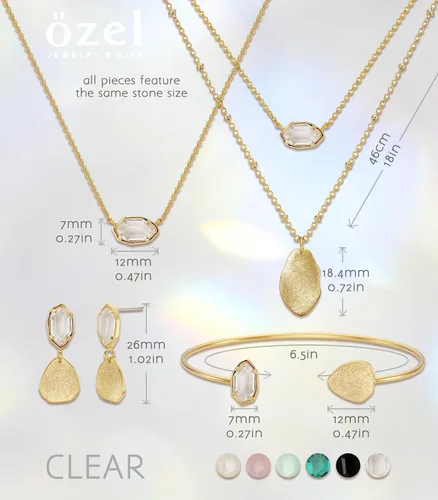 Miniatura 66 de OZEL - Pulseras para mujer, chapados en oro real de 18 quilates, pulseras de oro de cristal colorido para regalos