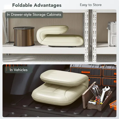 Miniatura 8 de Furniliving Silla plegable 3 en 1 para leer, descansar y jugar, silla de campamento portátil con marco de metal, cómoda silla de lectura