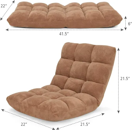 Miniatura 2 de S AFSTAR Silla de Piso Acolchada, Reclinable Perezosa Acolchada Ajustable de 14 Posiciones con Cómodo Soporte de Espalda y Funda Amigable