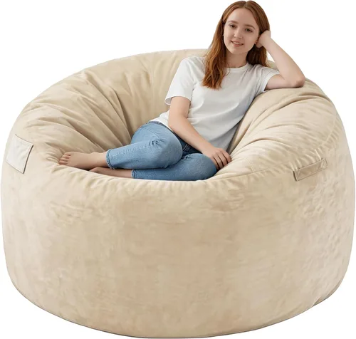 Miniatura 13 de Silla de Puf de 3 Pies, Sillas de Puf Cómodas con Relleno de Espuma Viscoelástica, Sofá de Puf Esponjoso con Funda de Terciopelo Holandés, Sillas