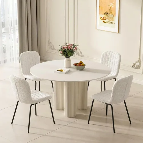 Miniatura 30 de Juego de Mesa de Comedor Redonda de 37 Pulgadas para 4, Moderno Juego de Café de Cocina de Círculo Pequeño para Apartamento, Sala de Estar, Oficina