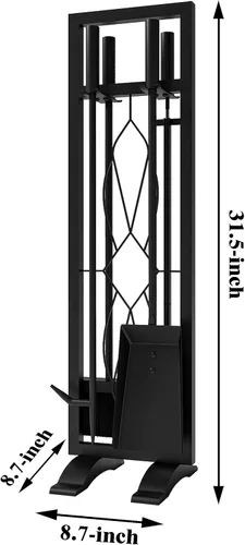 Miniatura 3 de Fire Beauty Juego de herramientas para chimenea, 5 piezas, accesorios de chimenea, kit de fuego con soporte, herramientas para estufas de leña