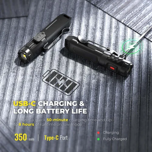 Miniatura 6 de HOKOILN Linterna de llavero, brillante 650 lúmenes USB-C recargable, mini linterna impermeable, pequeña luz de bolsillo para transporte diario