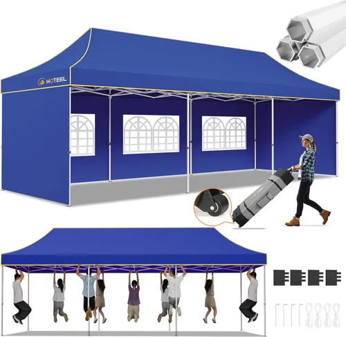 Miniatura 13 de Hoteel 10x15 Pop Up Canopy Tent Heavy Duty with 4 Sidewalls, Waterproof Party Tent, Easy Set-up Commercial Instant Tents with Roller Bag & Sandbags